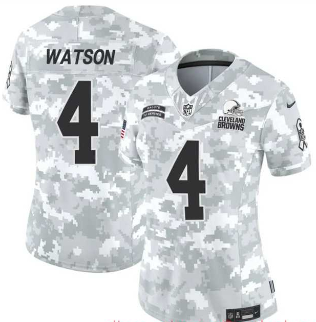 Women%27s Cleveland Browns #4 Deshaun Watson 2024 F.U.S.E Arctic Camo Salute To Service Limited Stitched Jersey Dzhi